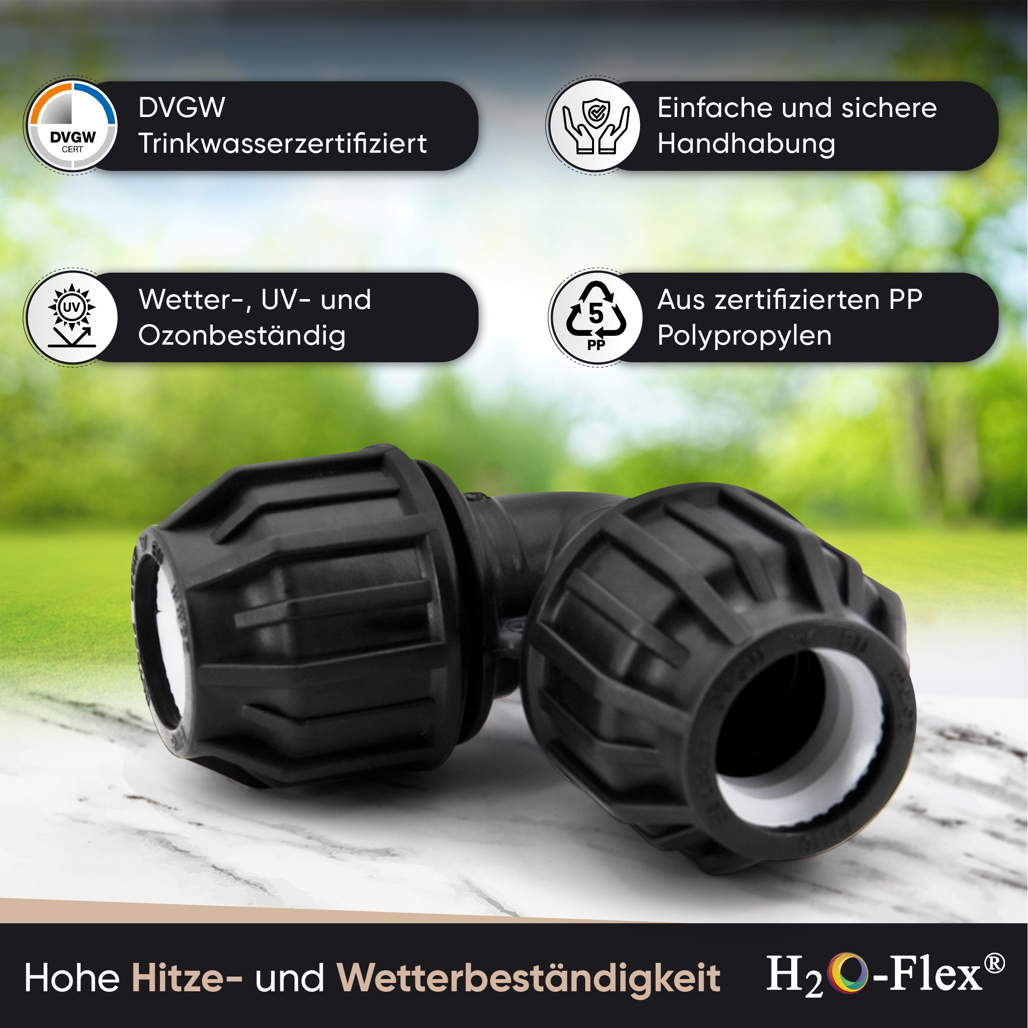 32er PP Klemmfitting Bogen / 90° Winkel für PE Rohr – Bild 4