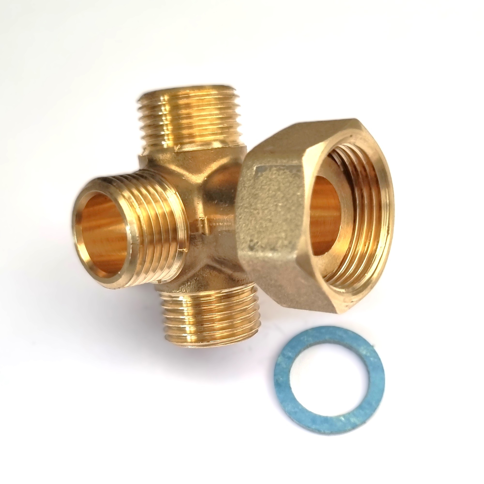 5-fach Wasserverteiler mit 3/4"ÜM inkl. Dichtung und 5 x 1/2" Abgänge mit AG