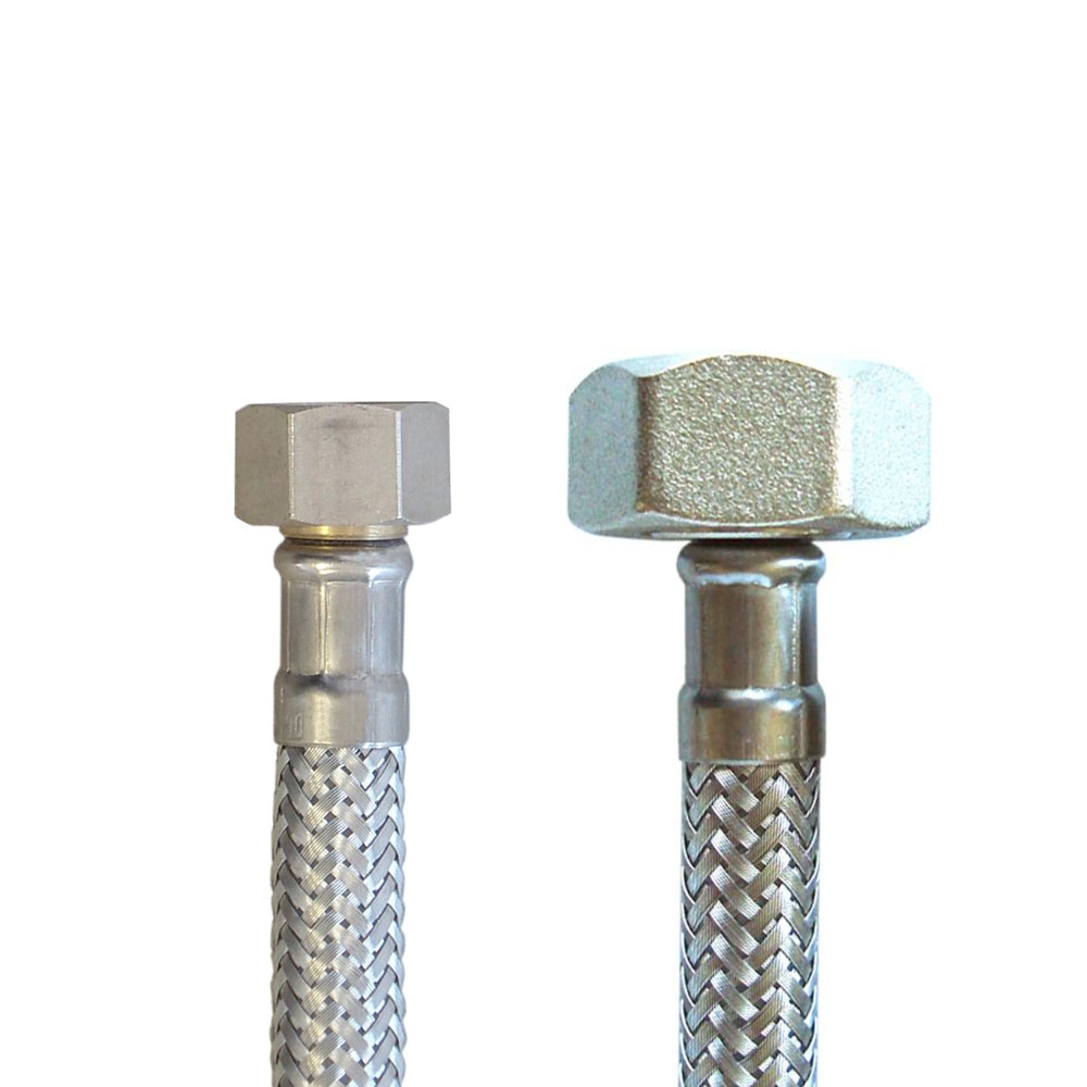 DN8 Panzerschlauch 3/8"ÜM x  3/4"ÜM für Trinkwasser, Geflecht VA, Seele HDPE, PN10, -15 bis 70°C – Bild 4