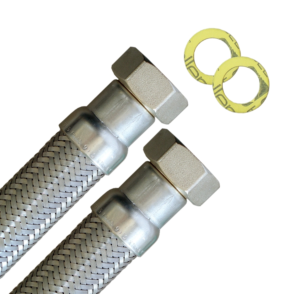Panzerschlauch DN25, Geflecht VA, bds. 1"ÜM, Seele HDPE, KTW A, W270, -15 - 70°C, PN10, 300mm – Bild 1