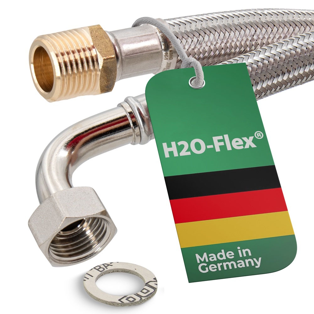Flexschlauch 1/2"AG x 1/2"Bogen für Trinkwasser, DN13, Inliner HDPE, PN10, -15 bis 70°C
