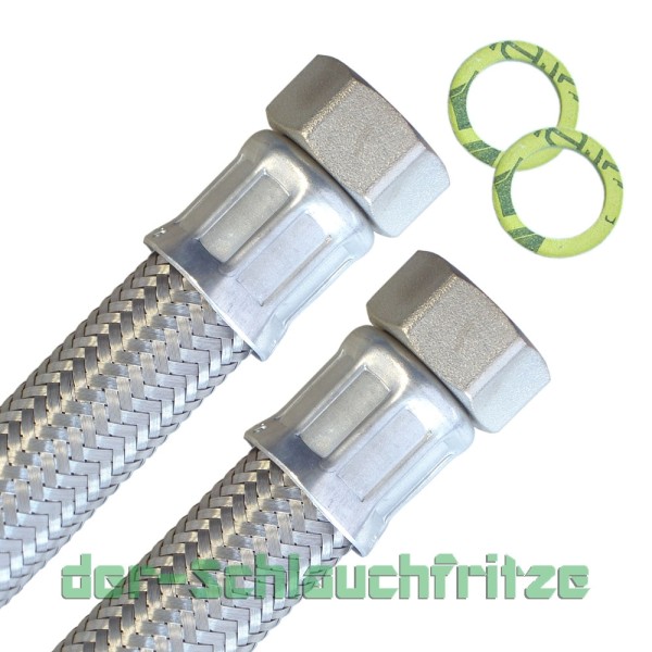 Panzerschlauch DN19, Geflecht VA, 3/4"ÜM x 3/4"ÜM, Seele EPDM, (DIN228), -20 - 90°C, PN10, 3500mm